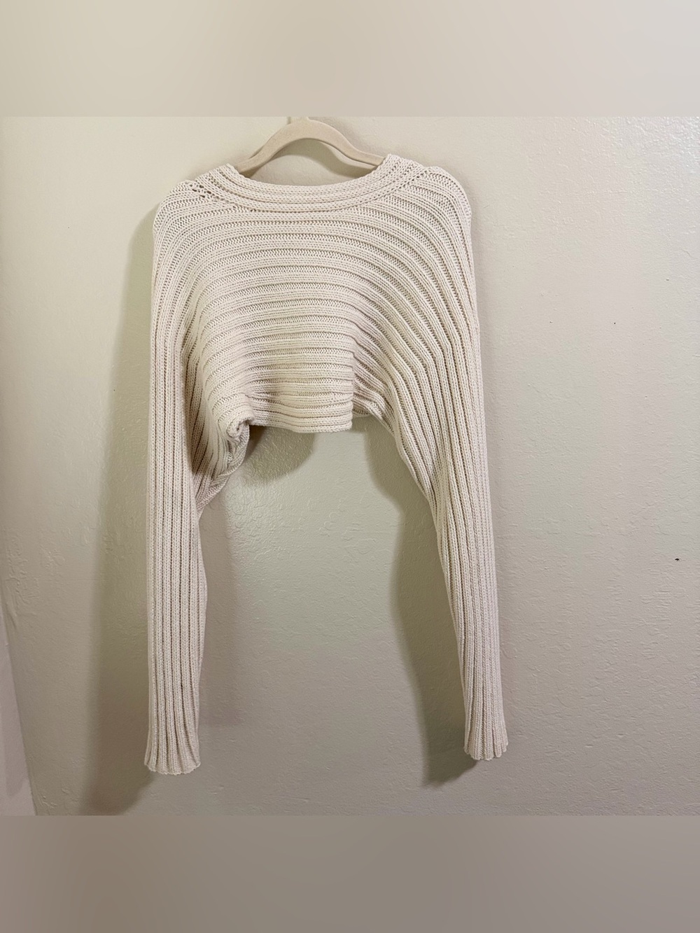 A.L.C. Ivory Ribbed Knit Cropped Bolero Shrug Sweater Size Small Excellent - Picture 8 of 10